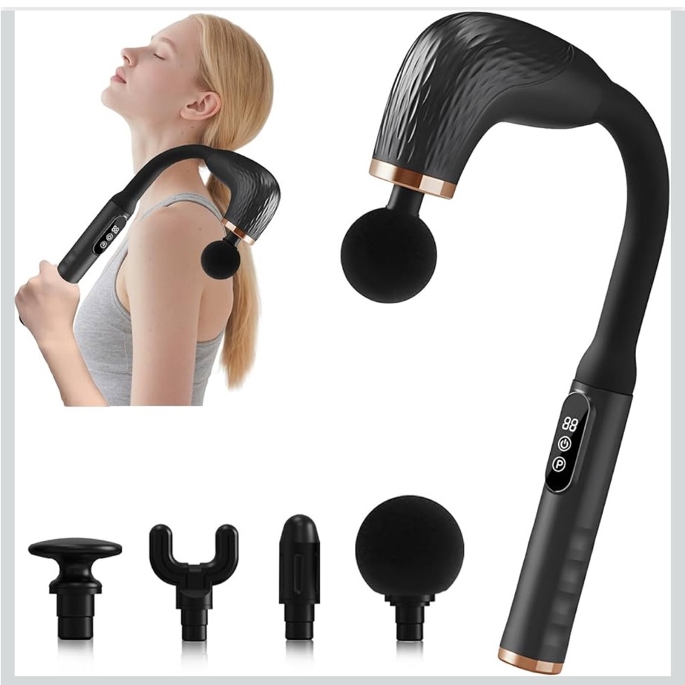 New iASul Massage Gun 4 Attachments Extended Handle 3 Modes & 6 Speeds
